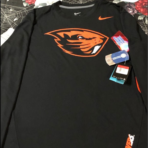 NIKE DRI-FIT OSU OREGON STATE BEAVERS L/S SHIRT L - Picture 2 of 8